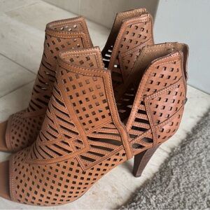 Vince Camuto Brown Cutout Heeled Boots